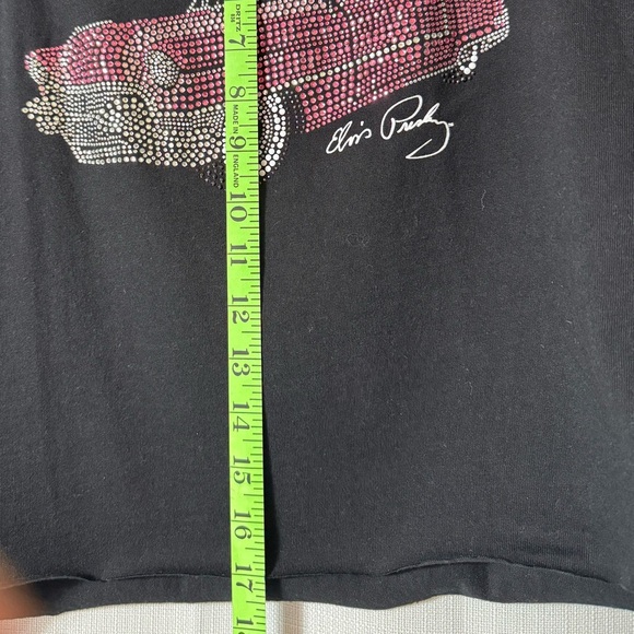 NWOT Black Crop Tee with Elvis Rhinestone Pink Cadillac, Large - Picture 6 of 8